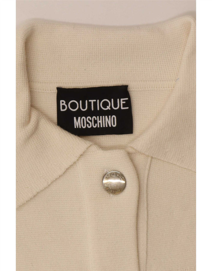 Moschino Pull Cardigan Femme UK 8 Petit Laine Blanc Cassé