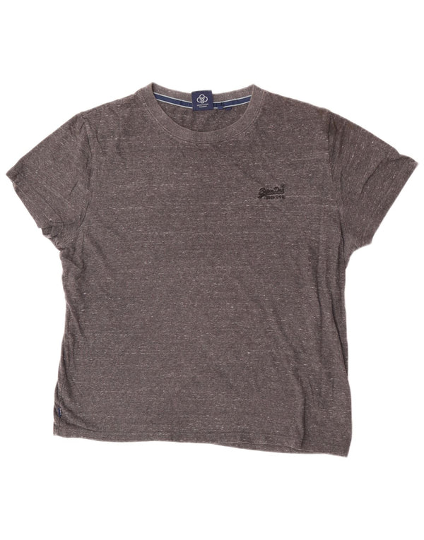 Superdry T-Shirt Top XL Gris Moucheté Coton Homme