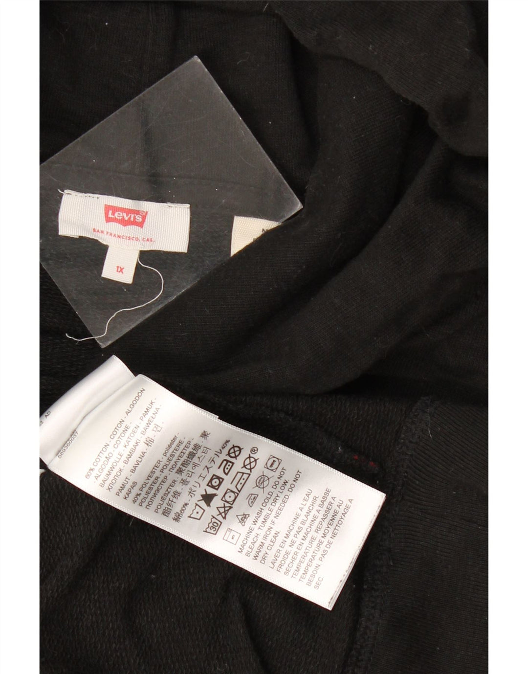 LEVI'S Pull à capuche graphique surdimensionné pour femme UK 18 XL Noir Coton