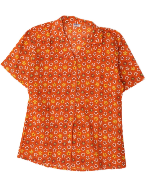 Roveri Donna Chemisier à manches courtes pour femme UK 14 Orange moyen floral