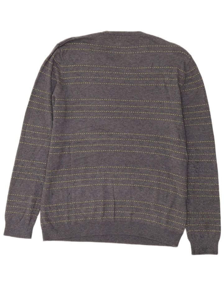 John Lewis Pull à col rond pour homme en coton rayé bleu moyen