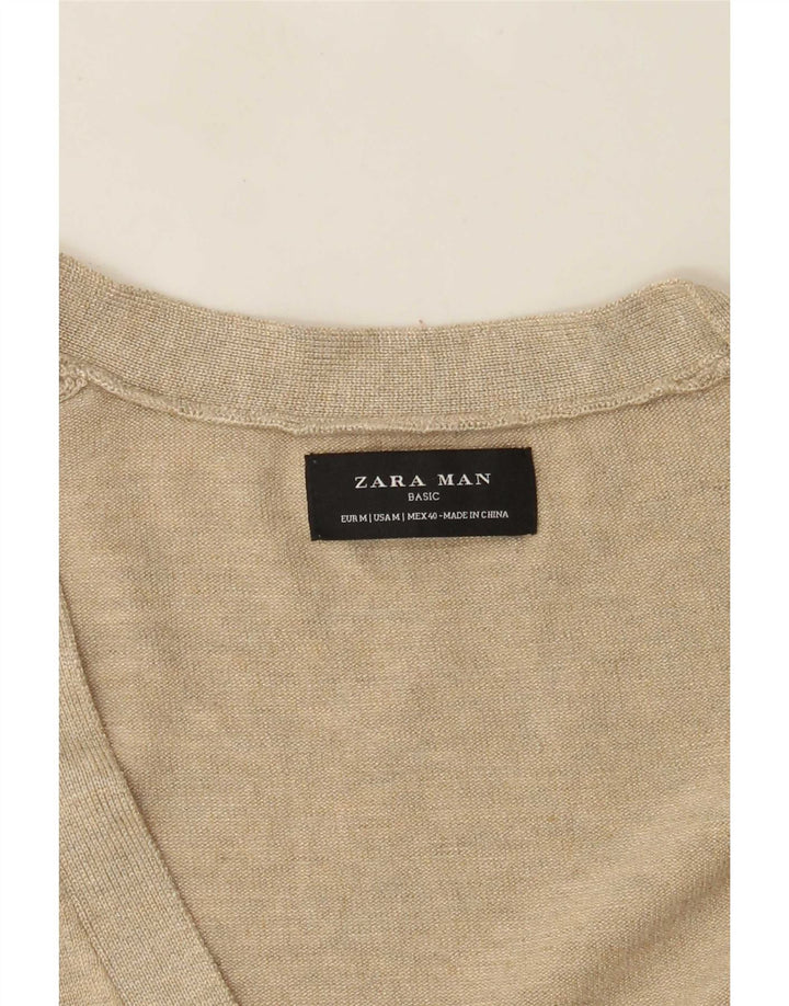 Pull Cardigan Zara Homme Beige Moyen Moucheté