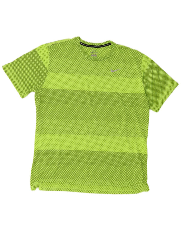 Nike Mens Dri Fit T-Shirt Top XL Vert Géométrique Polyester