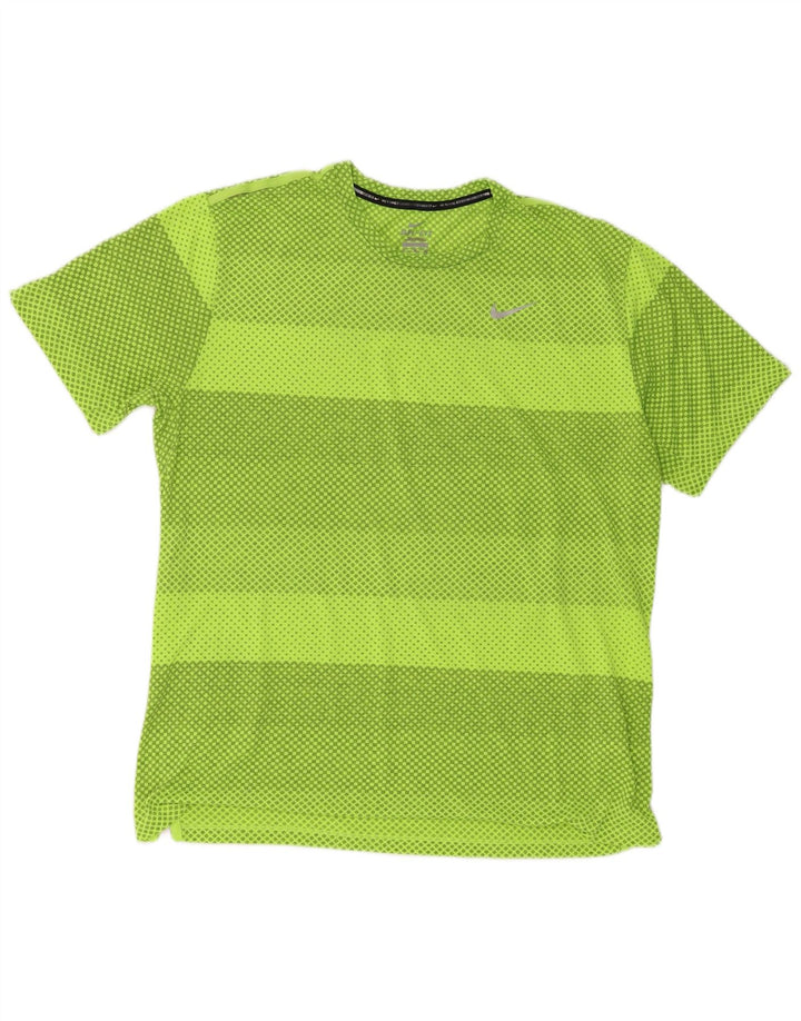 Nike Mens Dri Fit T-Shirt Top XL Vert Géométrique Polyester