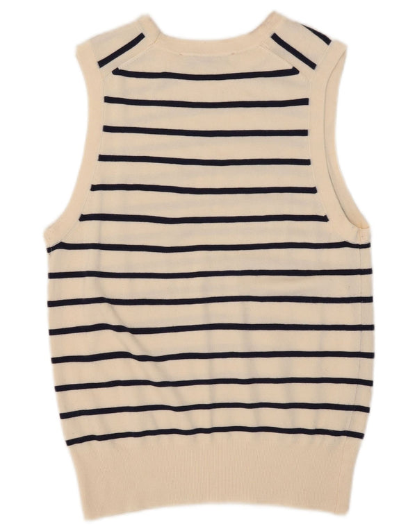 Zara Femme Débardeur UK 12 Medium Off White Rayé