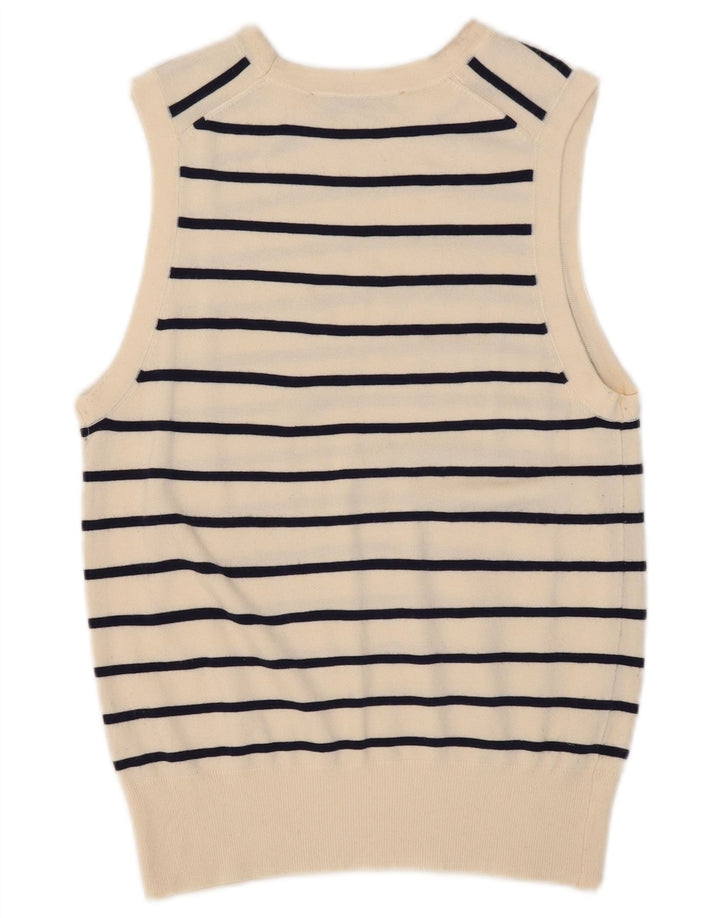 Zara Femme Débardeur UK 12 Medium Off White Rayé