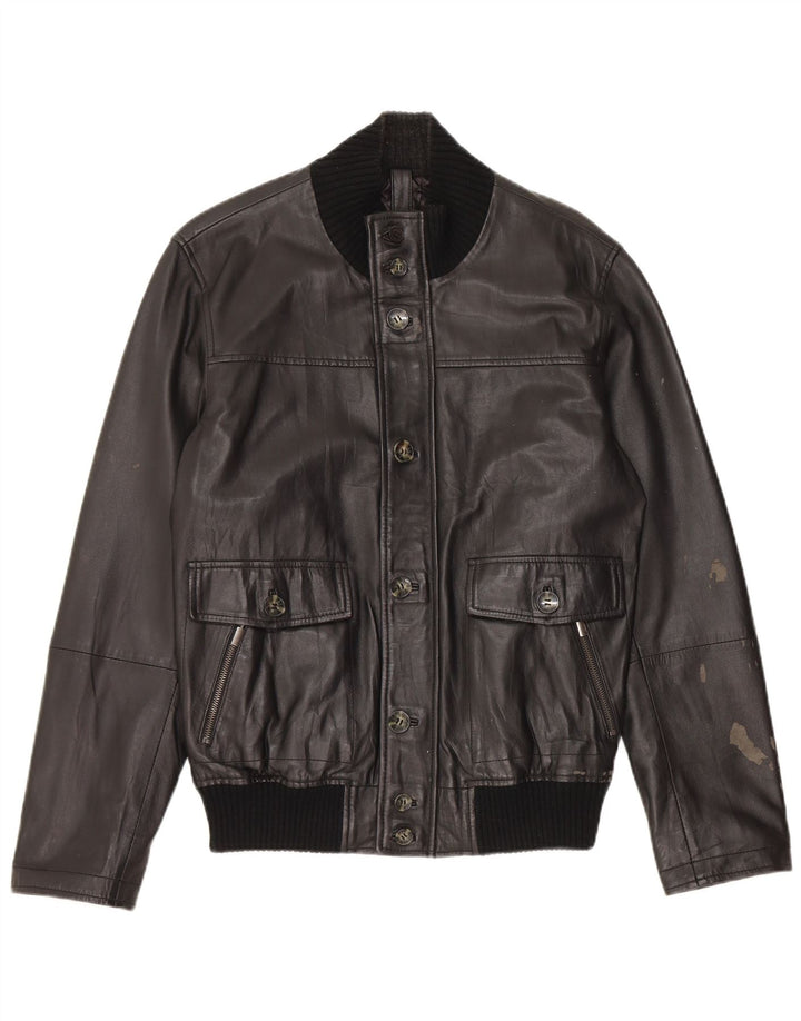 Conbipel Veste en Cuir Bomber Homme IT 48 Cuir Noir Moyen