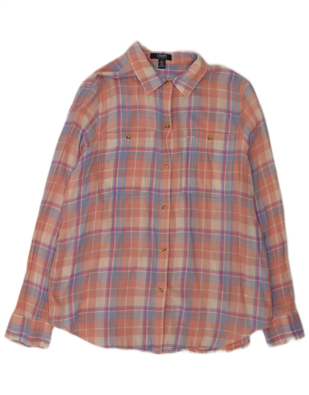 Chaps Chemise en flanelle pour femme UK 16 Grand coton à carreaux rose