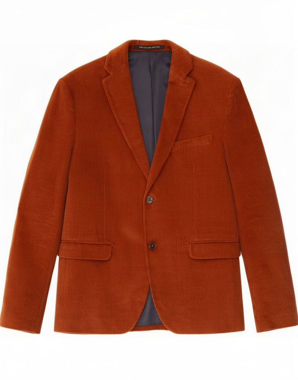 Zara Veste blazer en velours côtelé pour homme à 2 boutons EU 54 XL en coton marron