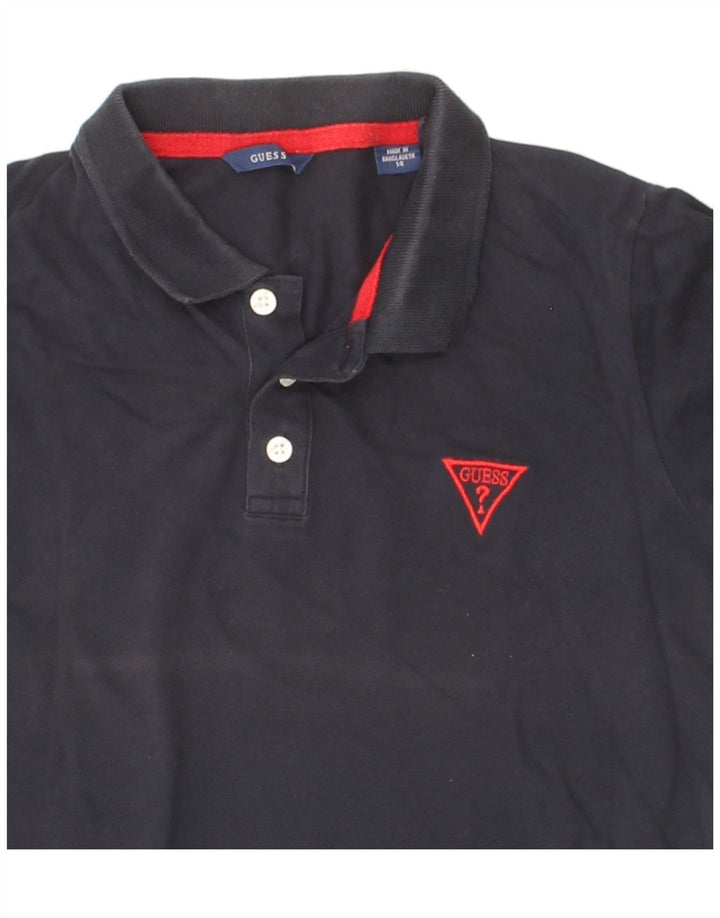 GUESS Boys Polo Shirt 13-14 Years Navy Blue Vintage Guess and Second-Hand Guess from Messina Hembry 