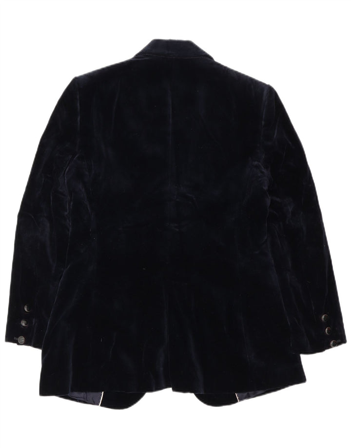Massimo Dutti Veste blazer en velours à 1 bouton pour femme EU 38 Bleu marine moyen