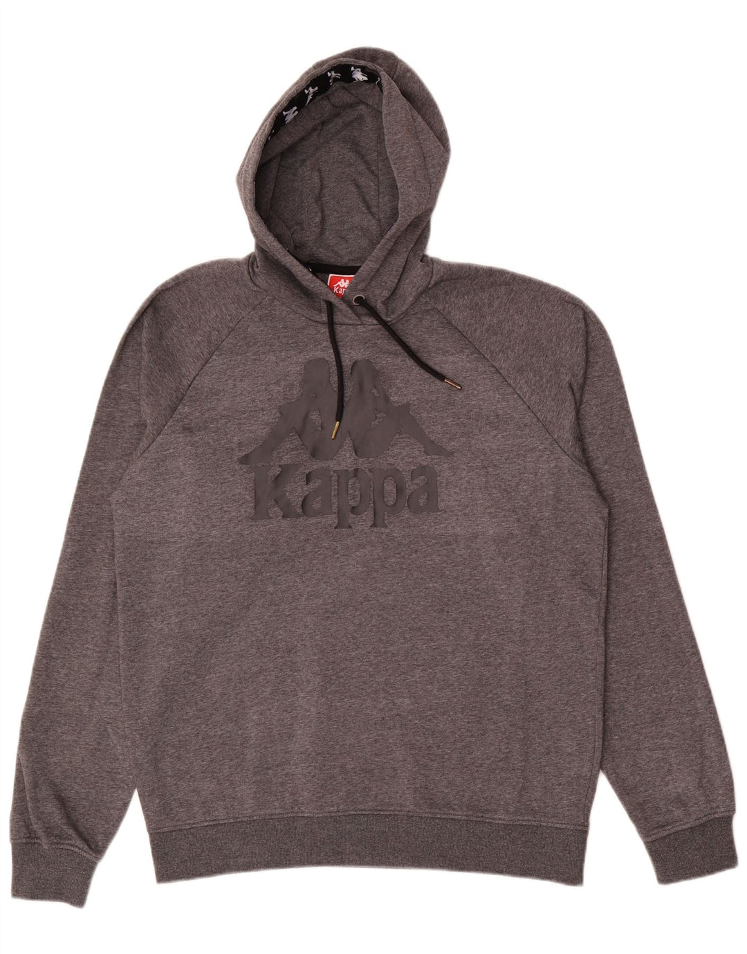 Kappa Pull à capuche graphique pour homme, grand, gris, polyester