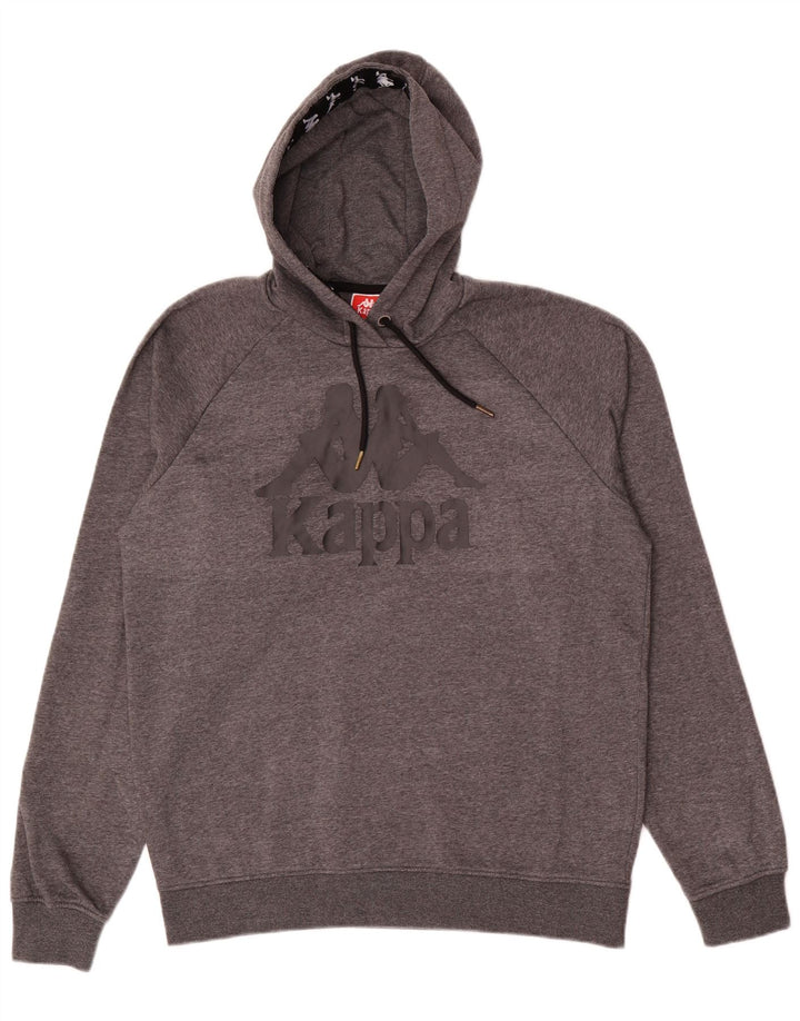 Kappa Pull à capuche graphique pour homme, grand, gris, polyester