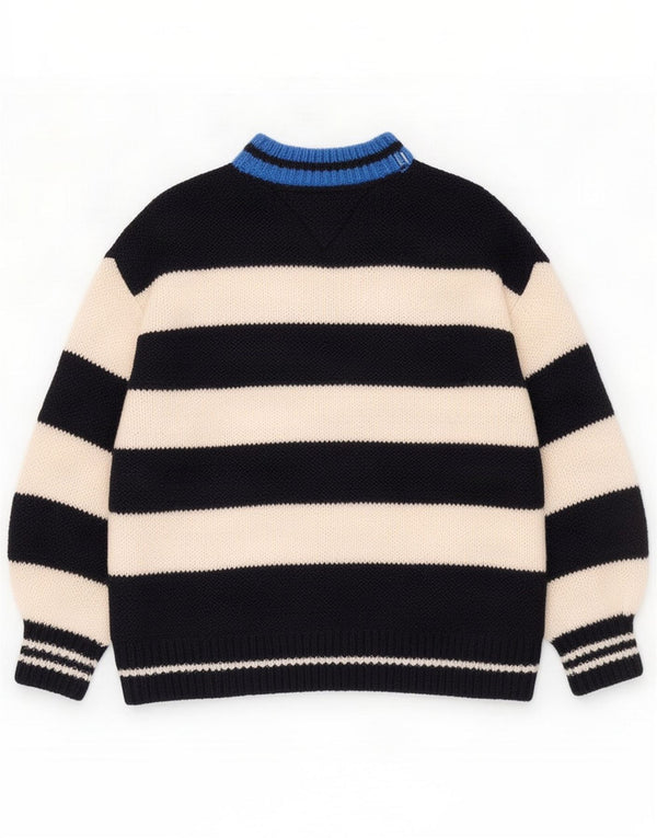 Tommy Hilfiger Womens Turtle Neck Jumper Sweater UK 18 XL Navy Blue Striped