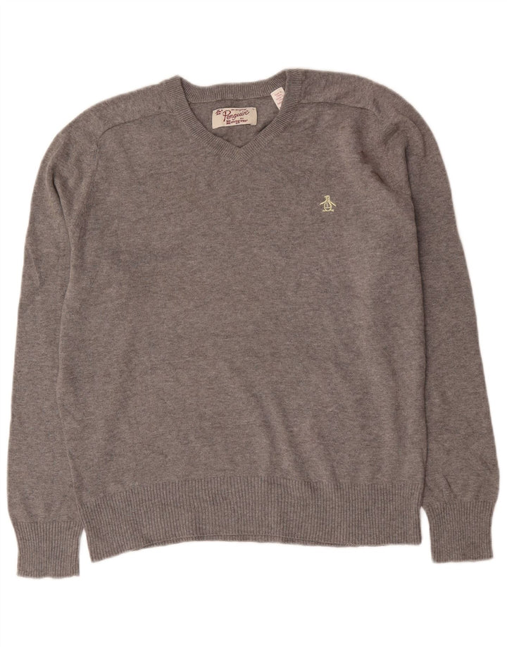 Penguin Pull col V pour homme Gris Taille L