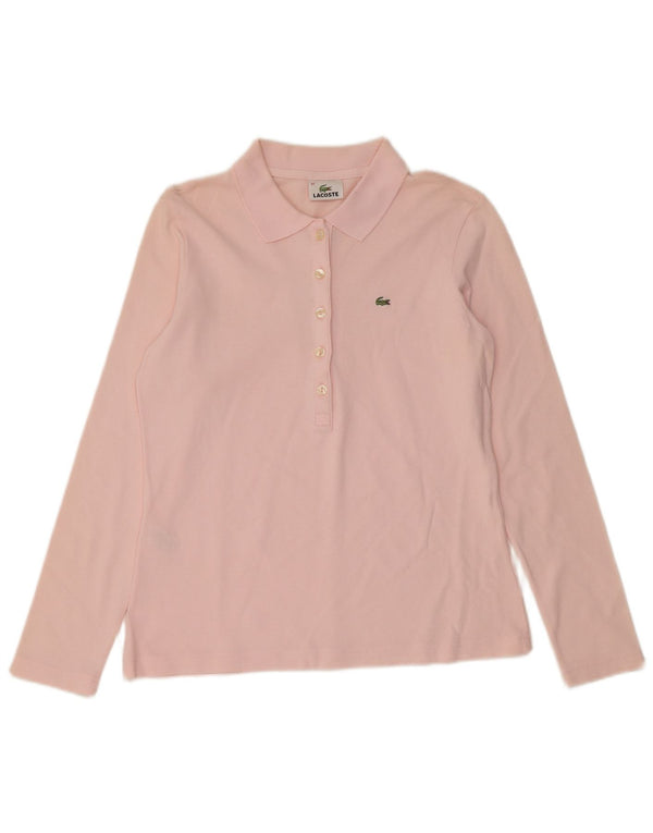 Lacoste Polo à manches longues pour femme Taille 42 Grand coton rose