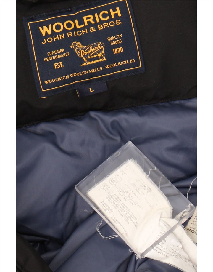Woolrich Manteau rembourré pour femme UK 14 Large Noir Coton