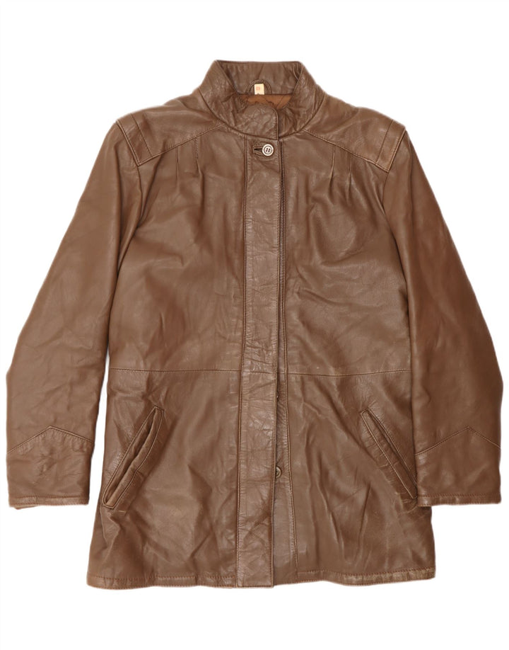 Manteau en cuir femme vintage IT 46 Grand cuir marron