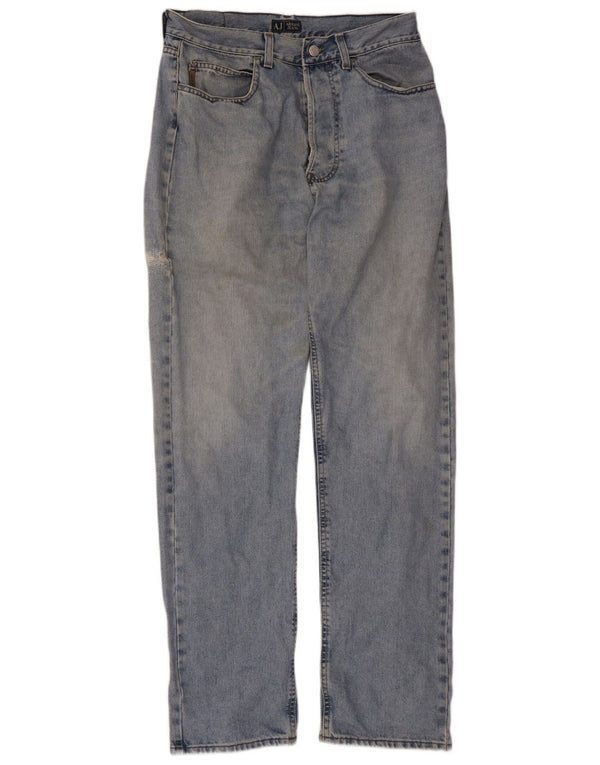 Armani Femme Jean Droit W34 L33 Bleu Coton