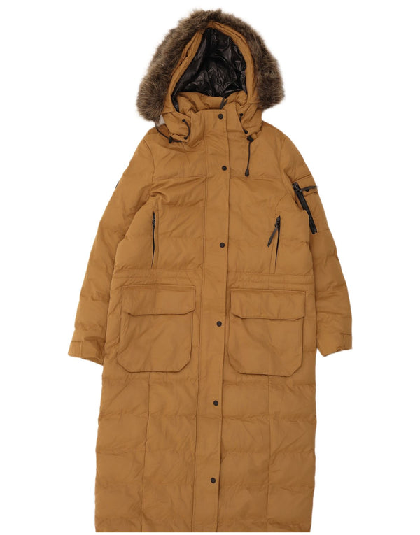 Superdry Manteau rembourré à capuche pour femme UK 12 Polyester beige moyen
