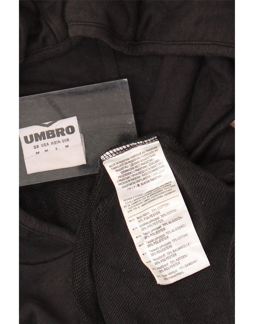 UMBRO Pull à Capuche Homme Noir Moyen Coton