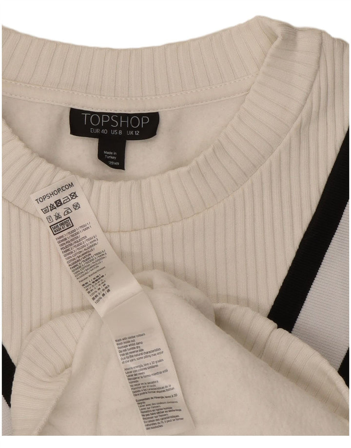 Topshop Sweat-shirt surdimensionné pour femme UK 12 Medium Blanc rayé