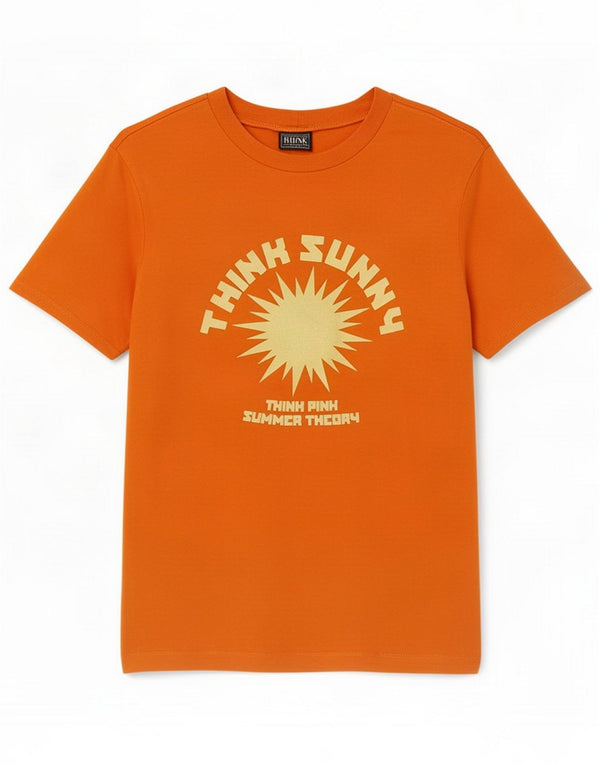 Think Pink T-shirt graphique pour femme UK 14 Large Orange Cotton
