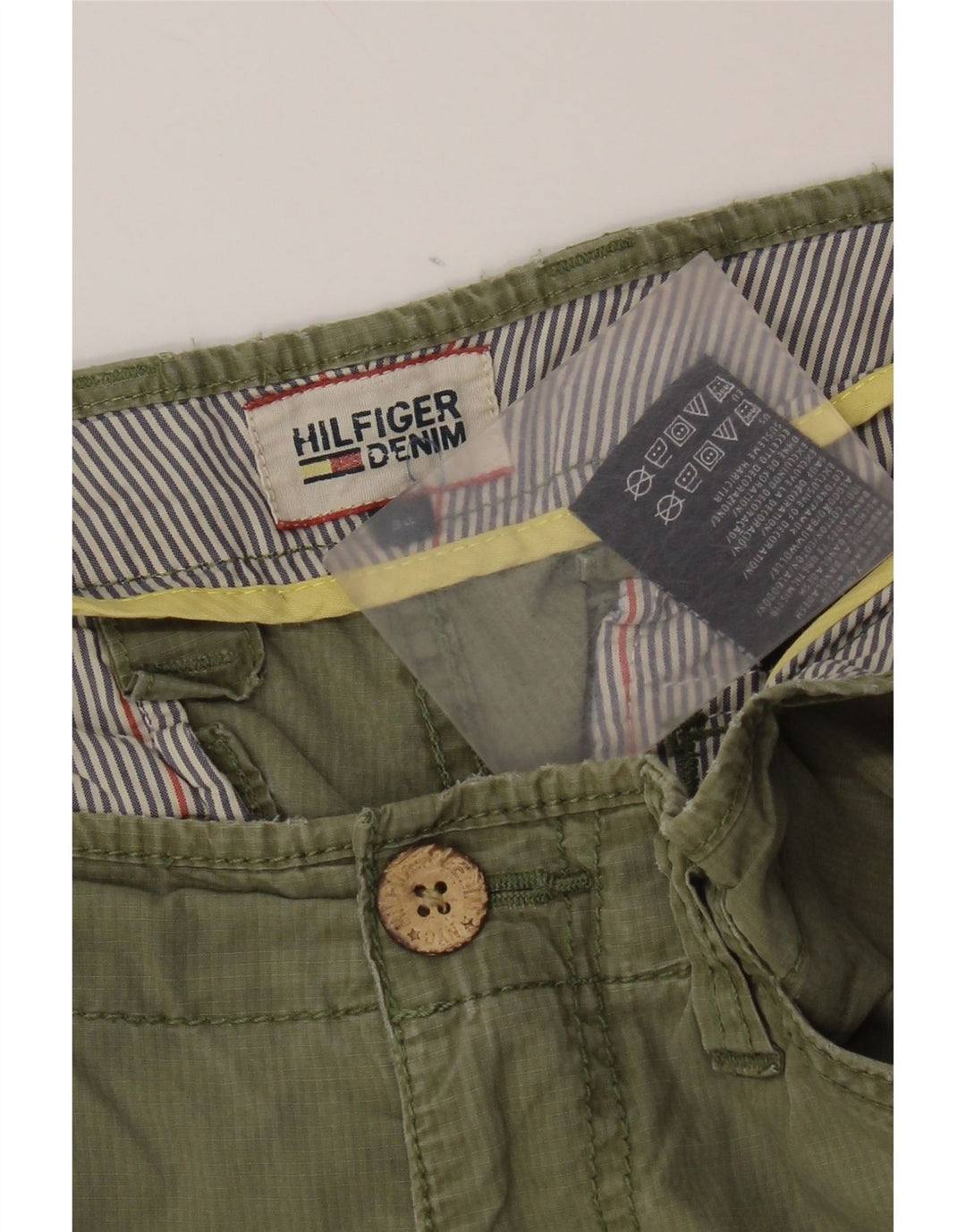 Tommy Hilfiger Short cargo pour homme W34 Large Kaki Coton