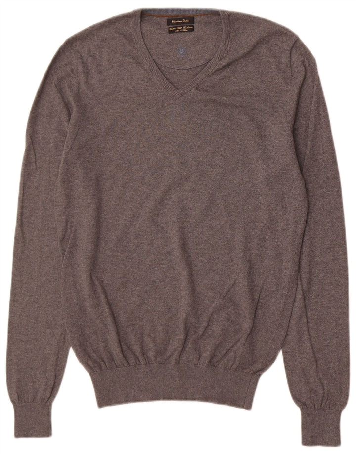 Massimo Dutti Pull col V pour homme Petit gris Coton