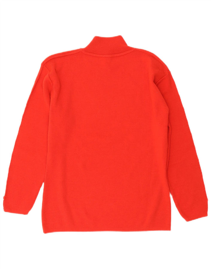 vintage Femme Turtle Neck Jumper Pull UK 14 Grande Laine Orange
