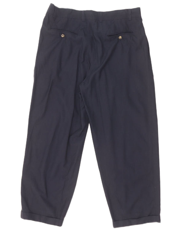 Pantalon Chino Pegged Vintage Homme IT 50 Large W32 L27 Coton Bleu Marine