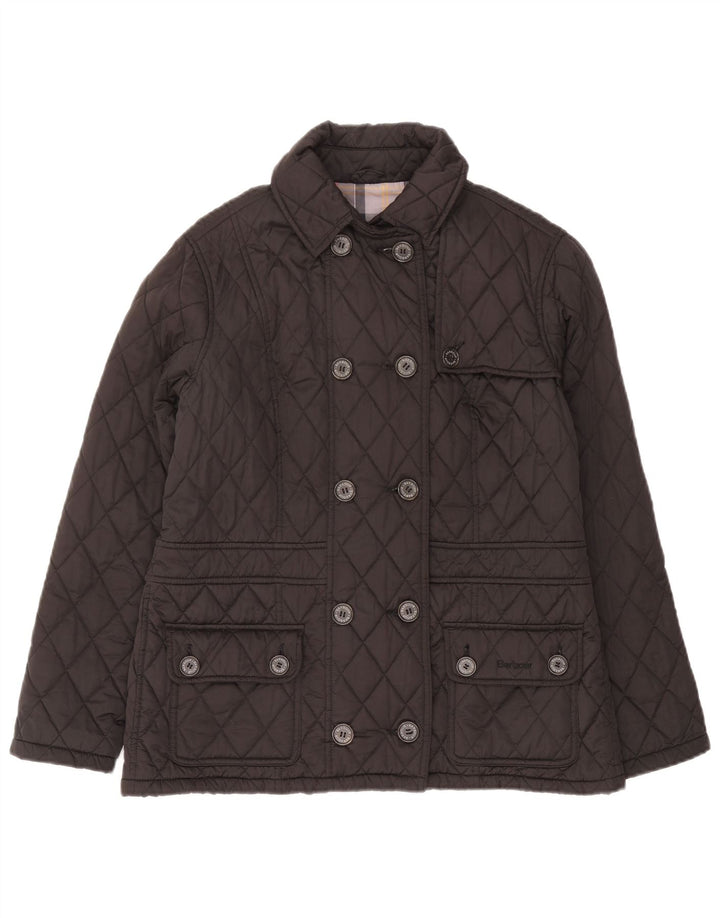 Barbour Veste matelassée à double boutonnage pour femme UK 16 Large Gris Polyester