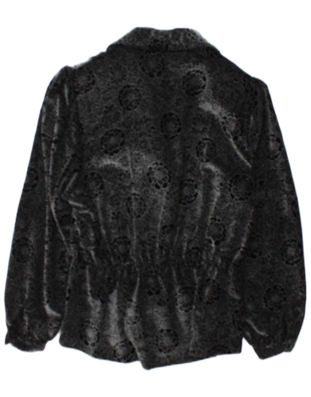 vintage Femmes 2 Bouton Blazer Veste UK 14 Moyen Noir Floral