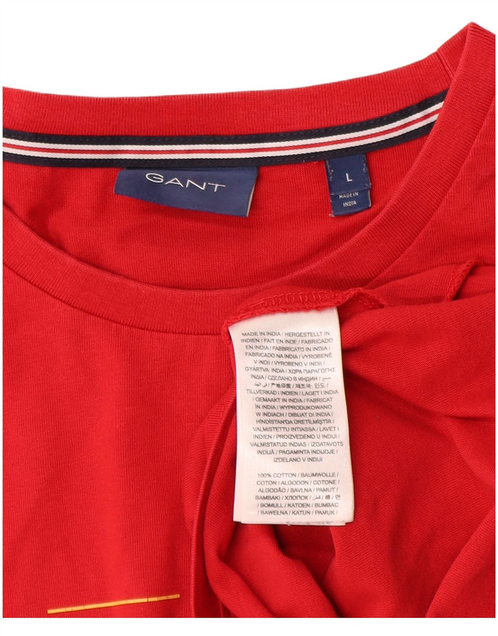Gant Homme Graphic T-Shirt Top Large Rouge Coton