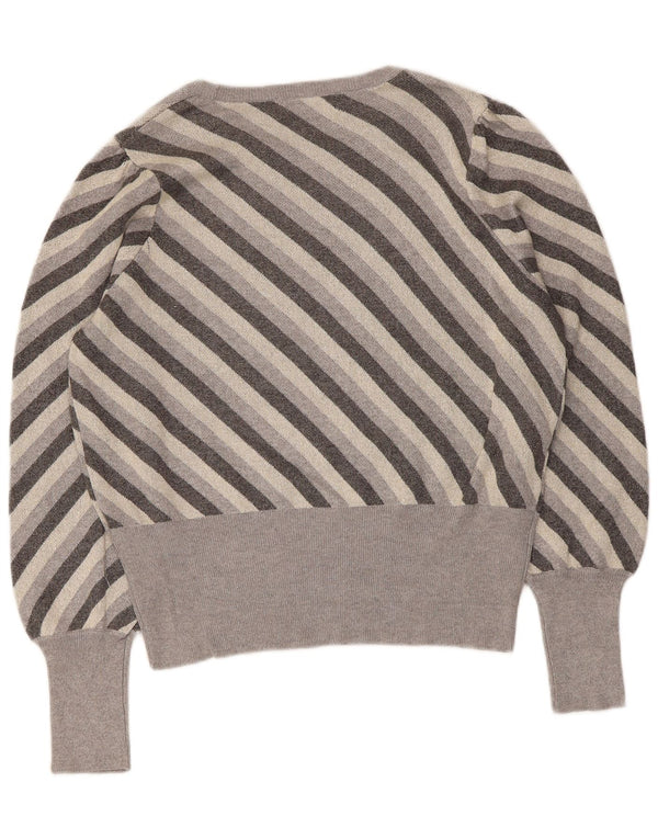 Marks & Spencer Pull col bateau pour femme UK 16 Large Gris Rayé