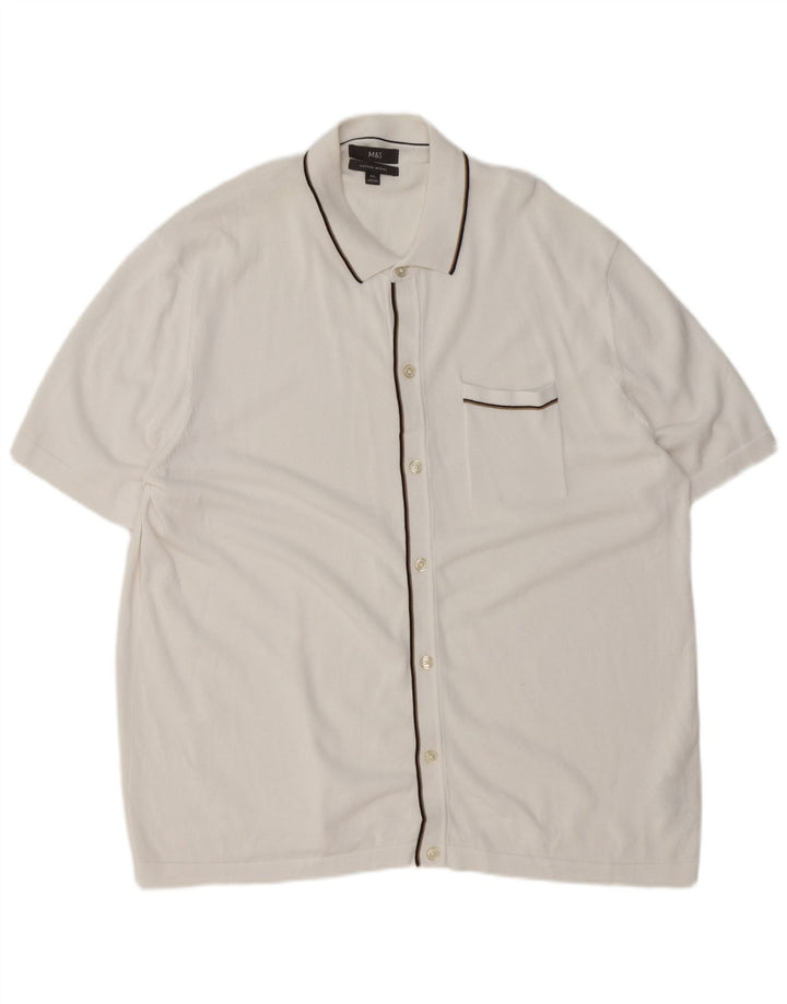 Marks & Spencer Cardigan à manches courtes pour homme 2XL Blanc Modal