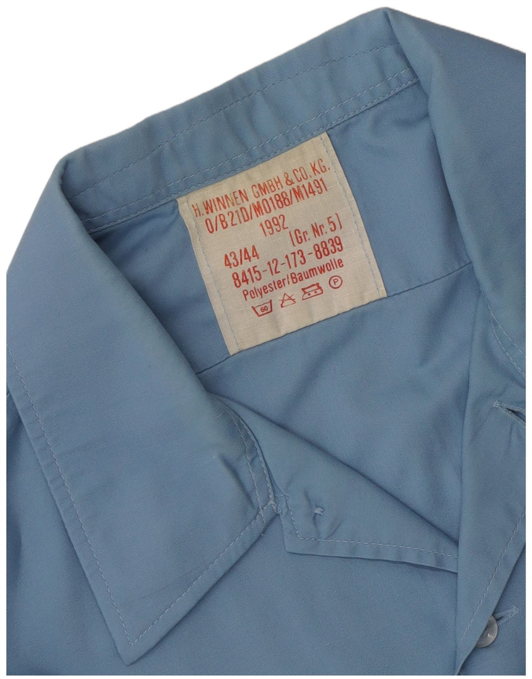 chemise militaire vintage pour homme taille 43/44 grand polyester bleu