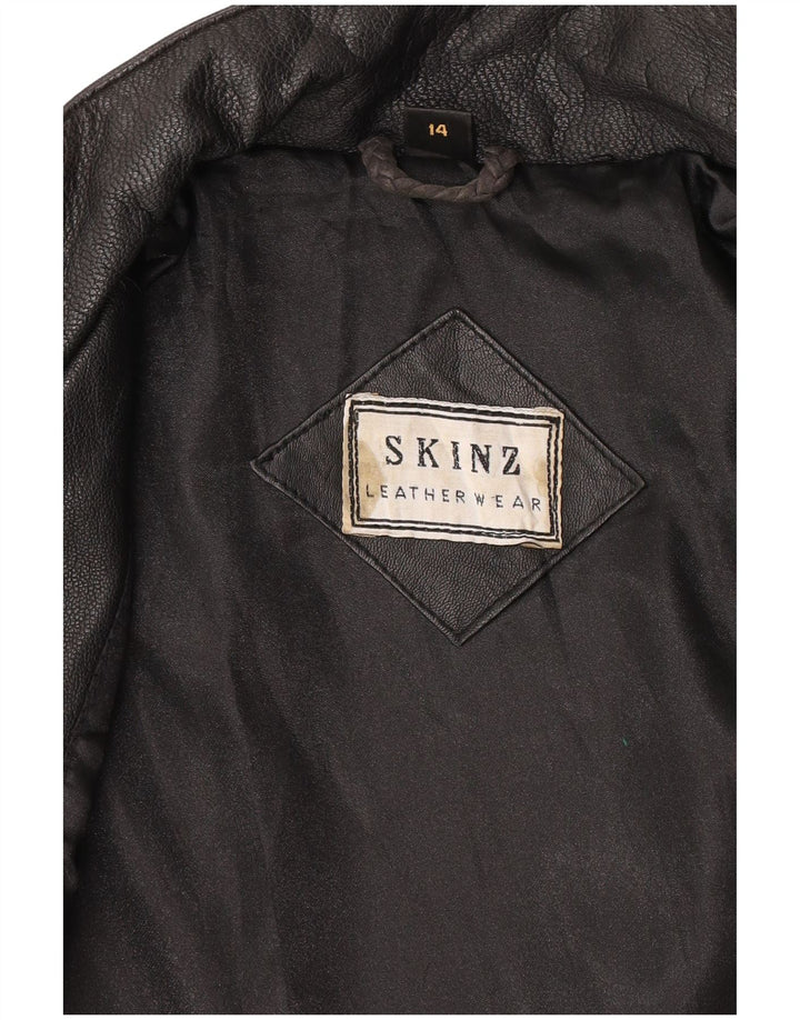 Skinz Veste en cuir pour femme UK 14 Grand cuir noir