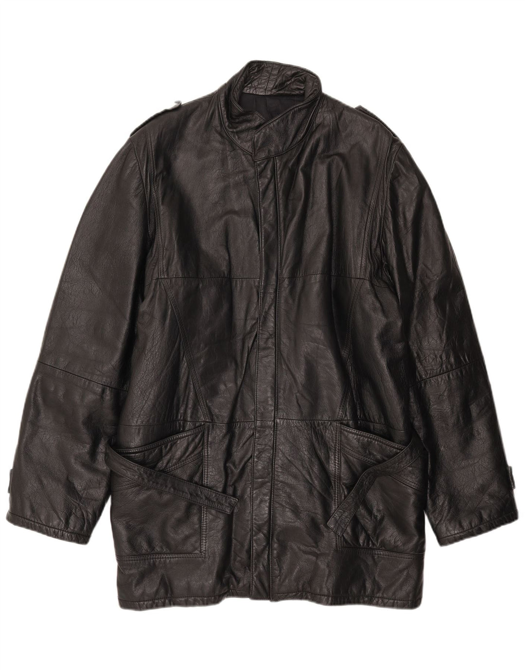 manteau en cuir homme vintage UK 42 XL Cuir noir