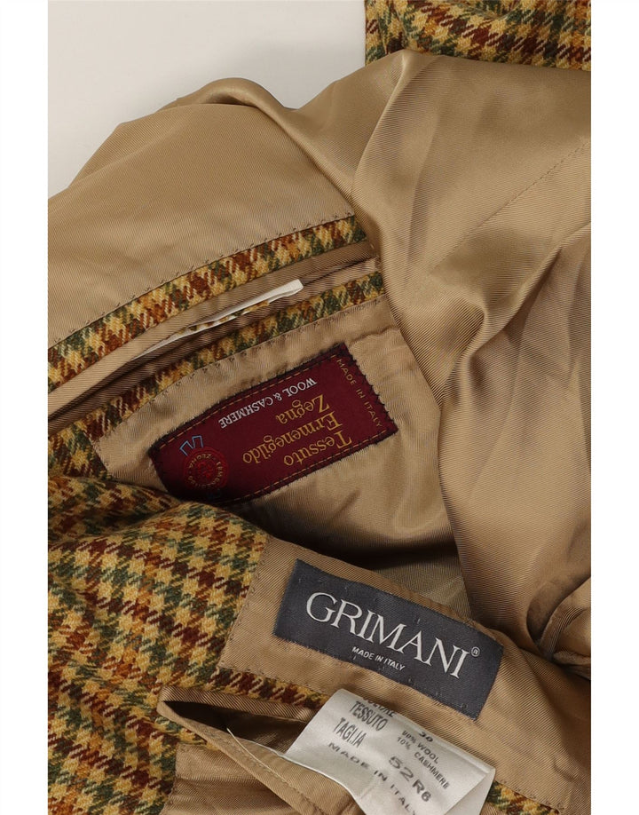 Ermenegildo Zegna Veste Blazer 3 Boutons Homme IT 52 Grand Pied De Poule Beige