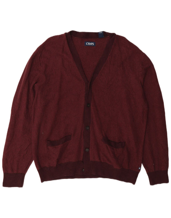 Chaps Pull Cardigan Homme 2XL Coton Bordeaux
