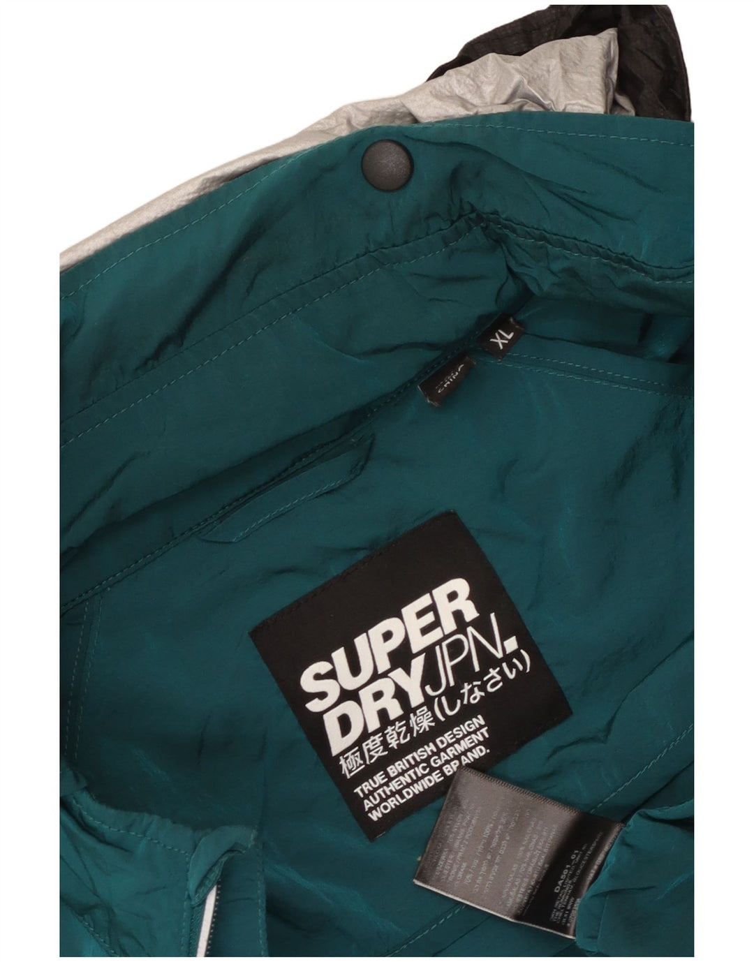 SUPERDRY Veste de pluie à capuche pour homme UK 42 XL Vert Colorblock Nylon