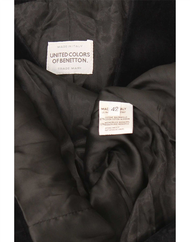 Benetton Veste Blazer En Velours À 6 Boutons Pour Femme IT 42 Bleu Marine Moyen Coton