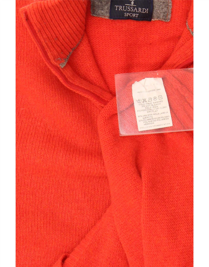 Trussardi Pull Col Zippé Pull Large Orange Laine Homme