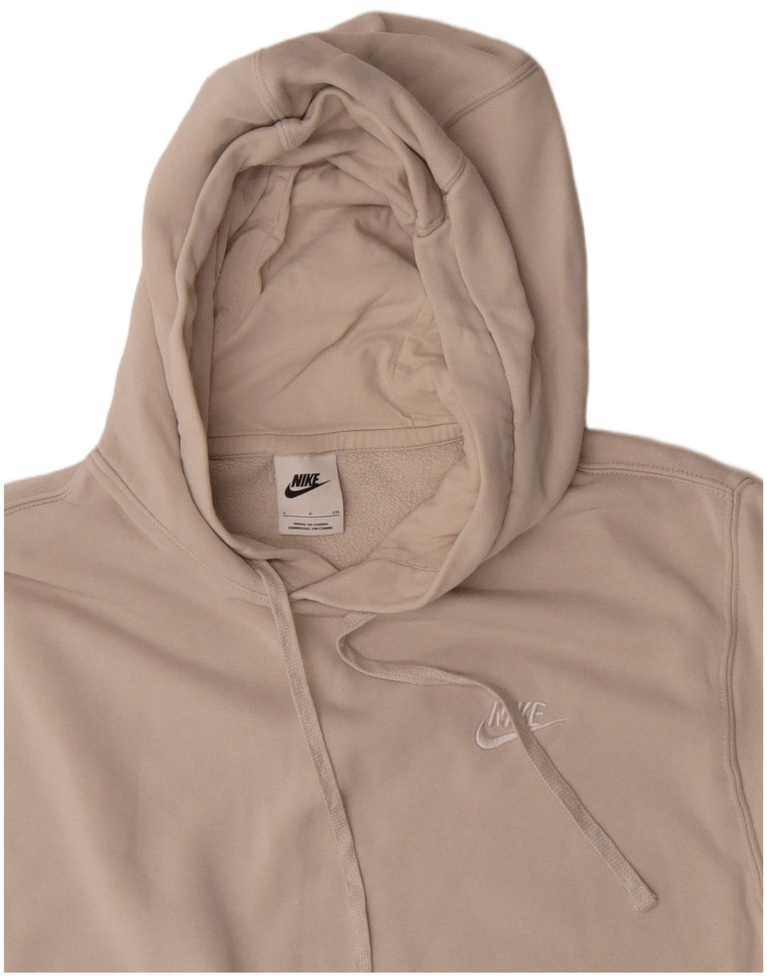 NIKE Mens Hoodie Jumper Small Off White Cotton