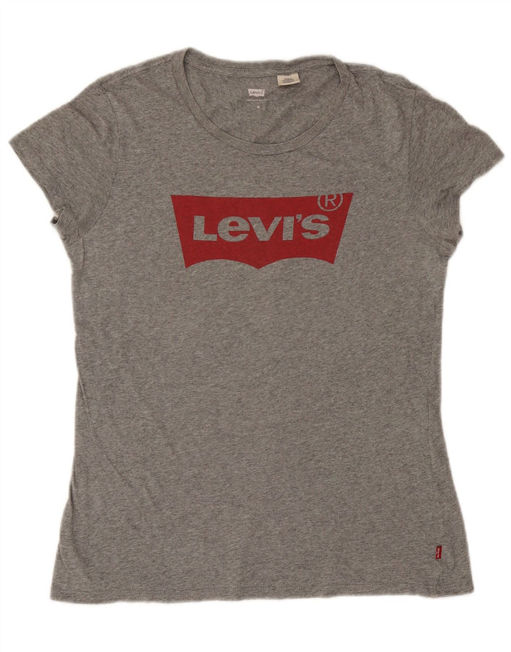 Levi's T-Shirt Graphique Femme UK 14 Gris Moyen Moucheté