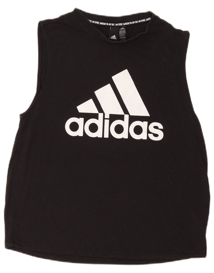 ADIDAS Débardeur graphique pour femme UK 12/14 Polyester noir moyen