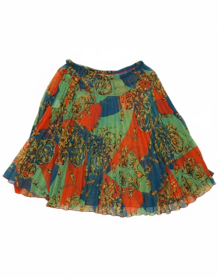 jupe trapèze femme vintage W25 XS polyester floral multicolore