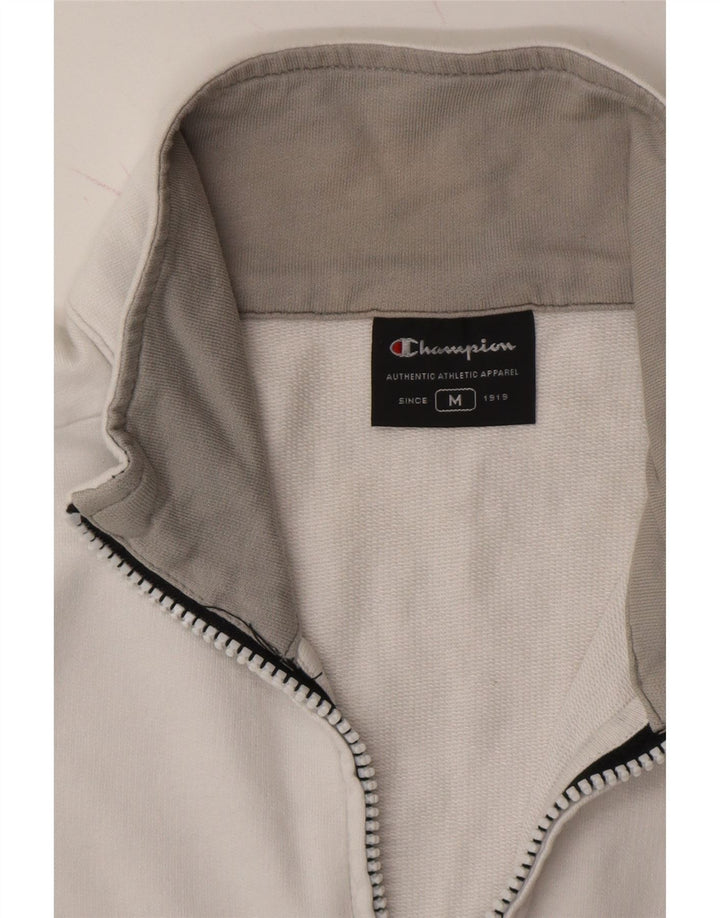 CHAMPION Womens Tracksuit Top Jacket UK 14 Medium White Colourblock Cotton Vintage Champion and Second-Hand Champion from Messina Hembry 