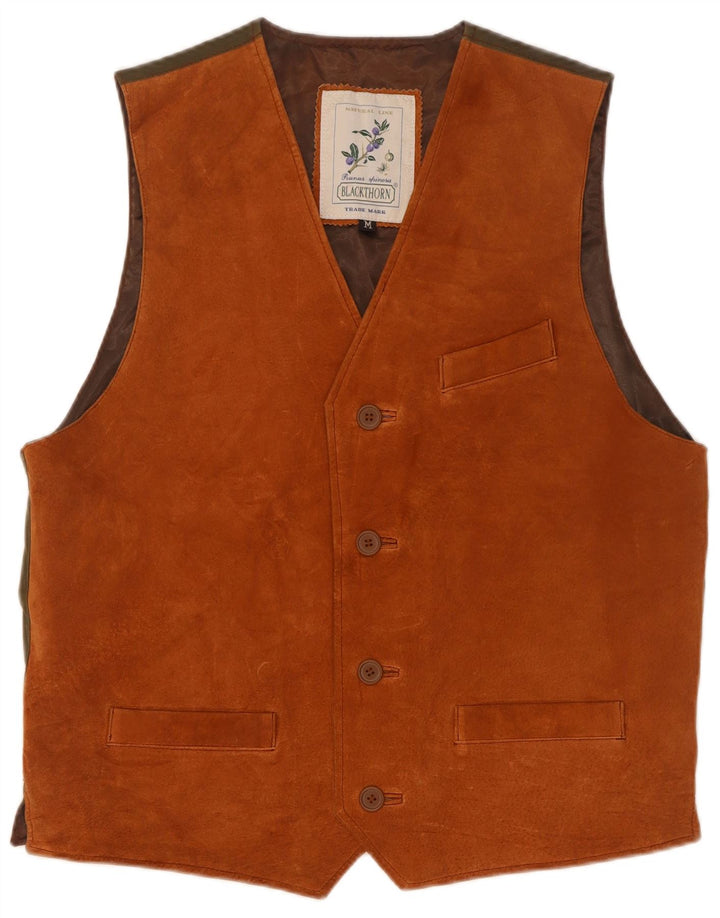 Blackthorn Gilet en daim pour homme en cuir marron moyen